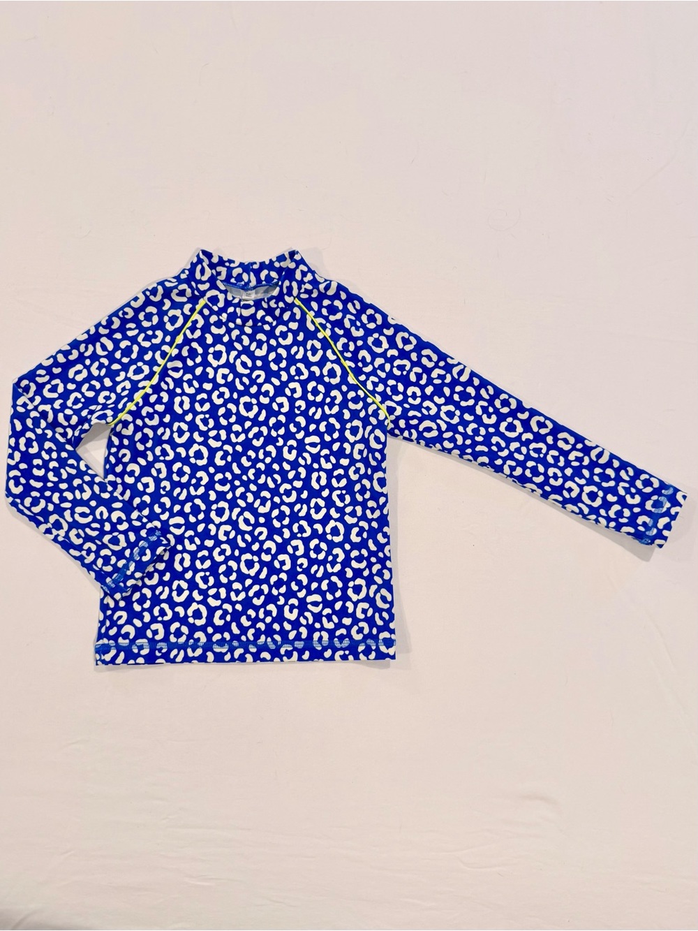 Mini Boden Sun-Safe Rashguard Girls 3-4 Y 3T 4T Blue Leopard Long-Sleeves Swim